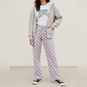 PacSun Lavender & Cream Checkered Straight Leg Pants